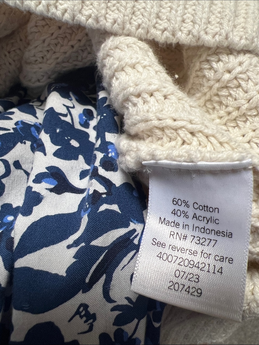 Sonoma Cream Knit Vest with Navy and White Floral popover Blouse xL - Picture 9 of 11